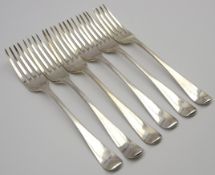 Set of 4 George III silver Old English pattern table forks London 1798 Maker William Eley and