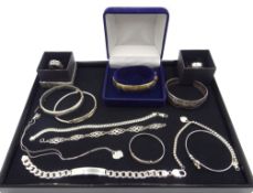 Silver Mackintosh designed bracelet, silver bangles, bracelets and rings,