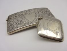 Ladies silver visiting card case with engraved decoration Birmingham 1913 Maker Samuel Levi,