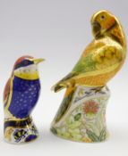 Royal Crown Derby 'Sun Parakeet' paperweight and another 'Bee Eater',