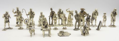 Collection of 18 Royal Hampshire silvered bronze 'Cries of London' figures Condition