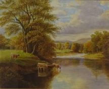 John Cecil Lund (British 1932-): Bolton Abbey and the River Wharfe,