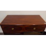 George III mahogany secretaire chest, moulded rectangular top with satinwood band,
