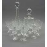 Set of 8 cut and etched claret glasses,