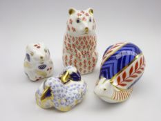 Four Royal Crown Derby paperweights, 'Snail, Hamster,