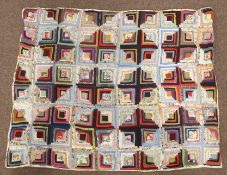 Patchwork quilt in Log Cabin design 170cm x 135cm Condition Report & Further Details