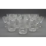 Quantity of Royal Brierley 'Honeysuckle' pattern table glass comprising 12 claret glasses,