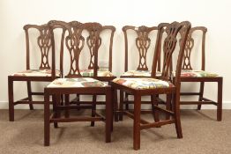 Six 19th century Chippendale style mahogany dining chairs,