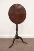 Georgian mahogany tripod snap on tilt top occasional table, turned column,