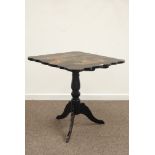 Early 20th century lacquered chinoiserie decorated tilt top occasional table on pedestal base W75cm,
