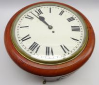 Early 20th century mahogany cased dial clock, single chain fusee driven movement,