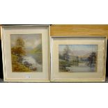 E C Clark (British late 20th century): River Landscapes, two pastels signed, one dated 1990,