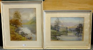 E C Clark (British late 20th century): River Landscapes, two pastels signed, one dated 1990,
