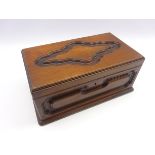 Mahogany sewing/jewellery box with carved decoration,