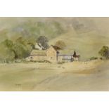 David Rust (British 1963-): 'Farm Group in the Vale of Ewyas', watercolour signed,