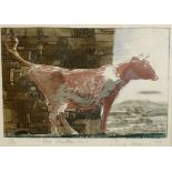 Piers Browne (British 1949-): 'The Shorthorn Cow', limited edition coloured etching no.