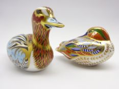 Two Royal Crown Derby paperweights 'Duck' collectors guild,