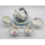 Shelley 'Crochet' pattern teaset comprising 6 cups and saucers, 6 plates, milk jug,