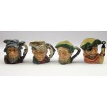 Royal Doulton character jugs: Smuggler, Rip Van Winkle with signature, The Poacher,