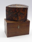 Regency Tortoiseshell tea caddy of bowed rectangular design with radial fluted front,