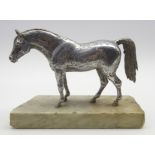 Ann Baxter - silvered bronze sculpture of an Arab stallion on a marble base 17cm x 22cm