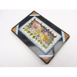 Italian micro mosaic panel with a floral design with gilded corners 7cm x 10cm Condition