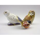 Three Royal Crown Derby paperweights - 'Short Eared Owl' Guild exclusive 2008,