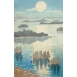 Kenji Kawai (Japanese 1908-1995): 'Full Moon at Inland Sea',