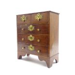 Miniature Georgian design mahogany chest of 3 long and 2 short drawers on bracket feet H29cm x