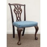 19th century Chippendale style mahogany side chair, shaped and acanthus carved cresting rail,