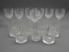 7 Edinburgh crystal 'Argyll' pattern claret glasses,