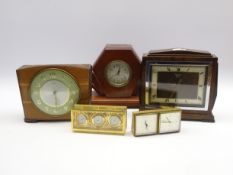 Early 20th century walnut cased Smith mantel clock, (W24cm) an art deco style mahogany mantel clock,