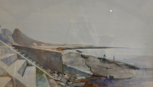 Richard Hunter (Scottish 1935-2014): 'Broken Slipway', watercolour signed,