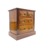 Late Victorian walnut four drawer collector's cabinet on a plinth base W33cm x H35cm