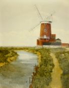 John Ridgewell (British 1937-2004): 'Norfolk Mill III', oil on board signed,