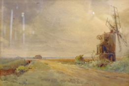 Guy Pearson (British 1865-1946): A Country Lane With Windmill,