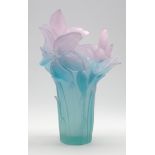 Daum Pate-De-Verre 'Amaryllis' pink and blue art glass vase H39cm Condition Report &