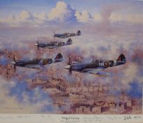 After Ron Belling (British 1933-1998): 'Winged Victory - Johnnie Johnson's 125 Wing over Berlin,