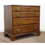 George III oak chest, moulded top above four long graduating drawers, shaped bracket feet, W84cm,