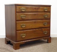 George III oak chest, moulded top above four long graduating drawers, shaped bracket feet, W84cm,