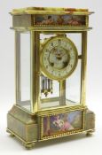 Late 19th century onyx and gilt metal four glass mantel clock,