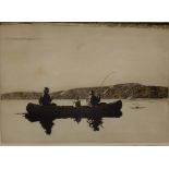 Norman Wilkinson CBE RI (British 1878-1971): Fishing on the Lake, drypoint etching signed in pencil