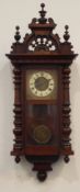 Late 19th century walnut and beech cased Vienna style wall clock,