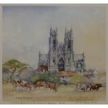 After Tom Harland (British 1945-2012): 'Cattle Grazing on the Westwood, Beverley',