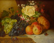 Angelina Geller (British early 19th century): Still Life of Fruit and a Rose,
