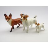 Beswick Jack Russell terrier No. 2023, a small Jack Russell No. 2109 and a Beswick fox No.