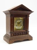Late 19th century oak architectural cased mantel clock,