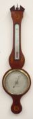 George III mahogany cased banjo barometer with Sheraton style inlays,