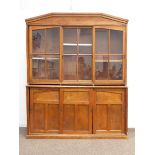 Victorian pitch pine bookcase display cabinet,