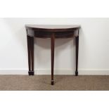 Late 19th century mahogany demi lune card table,